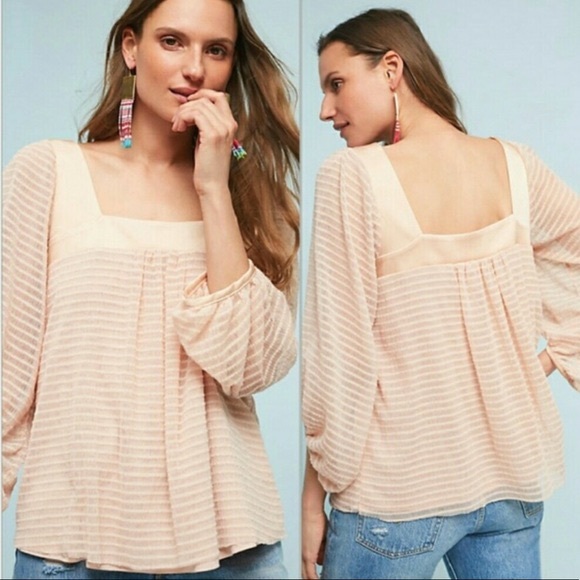 Anthropologie Tops - Anthropologie Meadow Rue Allyson Blush Pink Blouse
